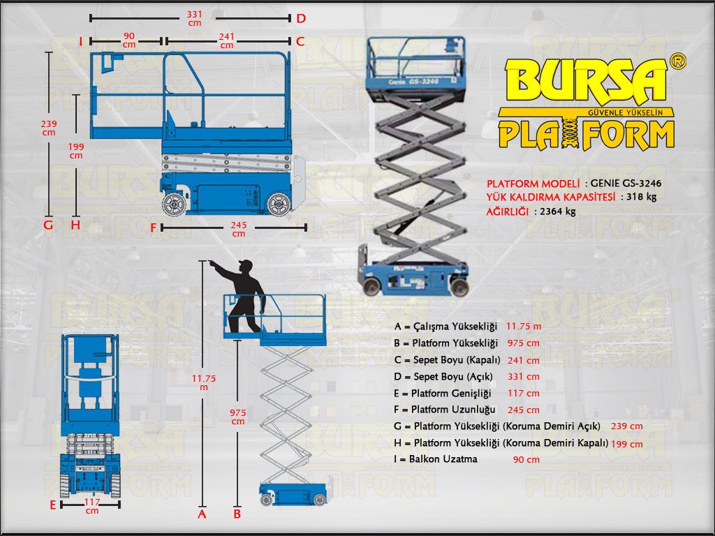 AK�L� MAKASLI PLATFORMLAR - 12 Metre Ak�l� Makasl� Platform