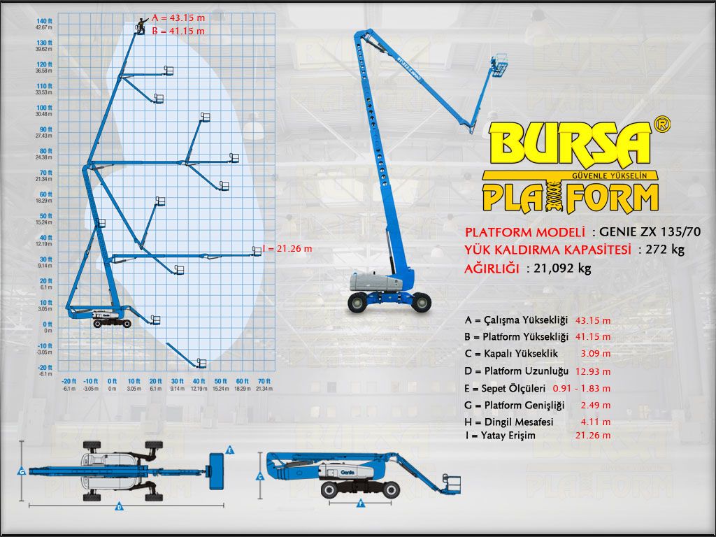 D�ZEL EKLEML� PLATFORMLAR - 43 Metre Dizel Eklemli Platform